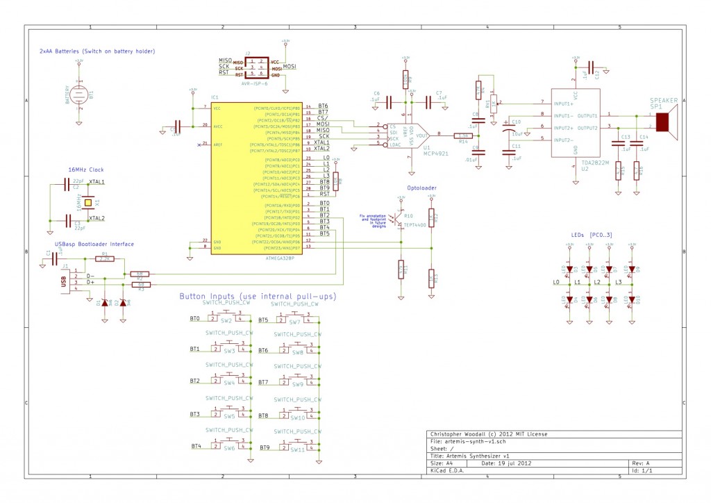 Artemis Synthesizer Rev. A schematic